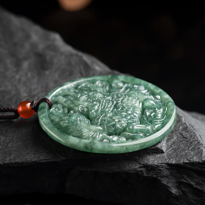 Buddha Stones Natürliche Jade Kirin Fülle String Halskette Anhänger