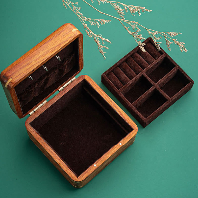 Antike Blumenblatt handgemachte Palisander Schmuck Aufbewahrungsbox Holz Geschenk Organizer Box