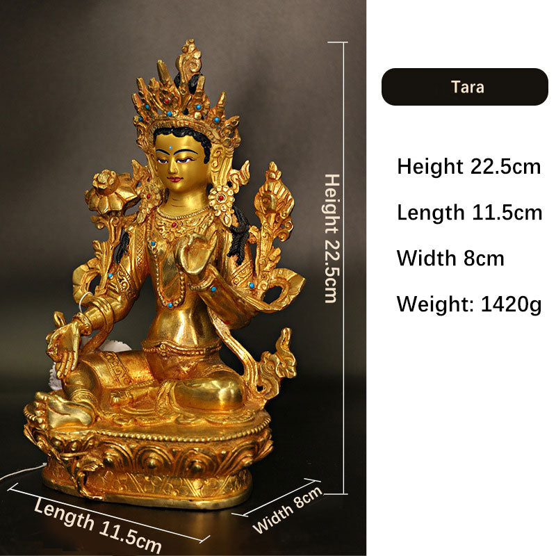 Bodhisattva Tara Chenrezig Vierarmiger Avalokitesvara-Schutz, Kupfer vergoldete Statuendekoration