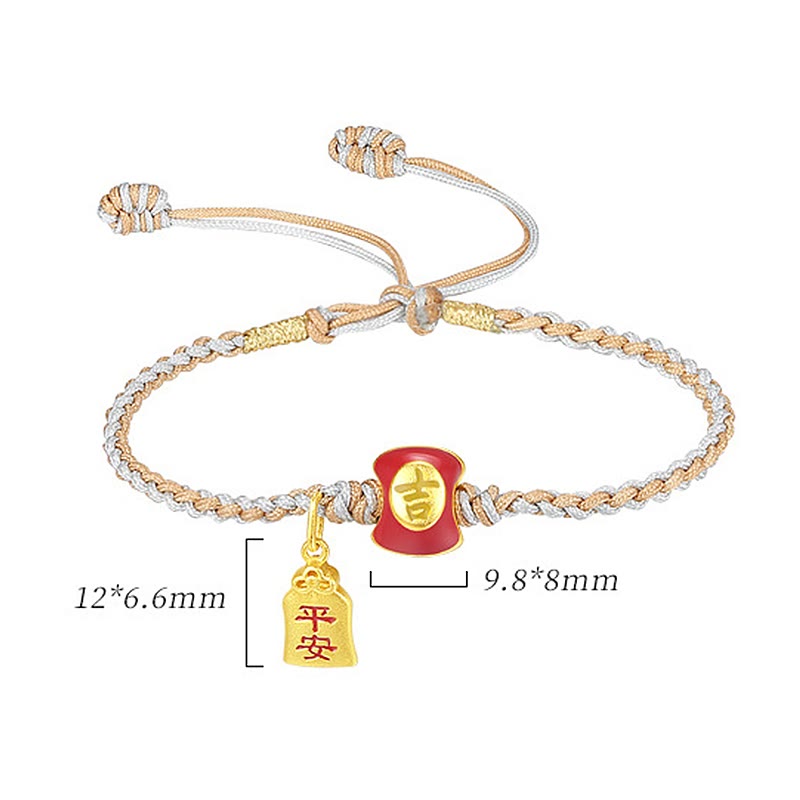 Buddha Stones 925 Sterling Silber Handgefertigtes, verheißungsvolles chinesisches Schriftzeichen Segen geflochtenes Schnurarmband