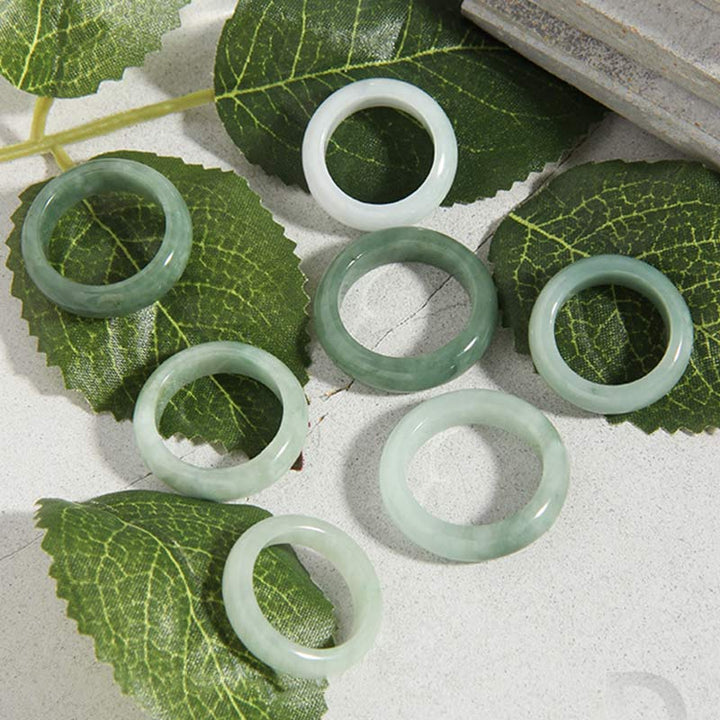 Buddha Stones Natürlicher Jade-Glücks- und Fülle-Ring