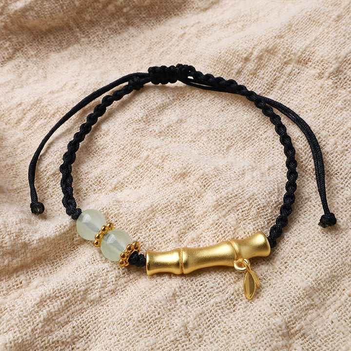 Geflochtenes Armband mit Buddha Stonesn, Bambus-Design, Glück, Stärke