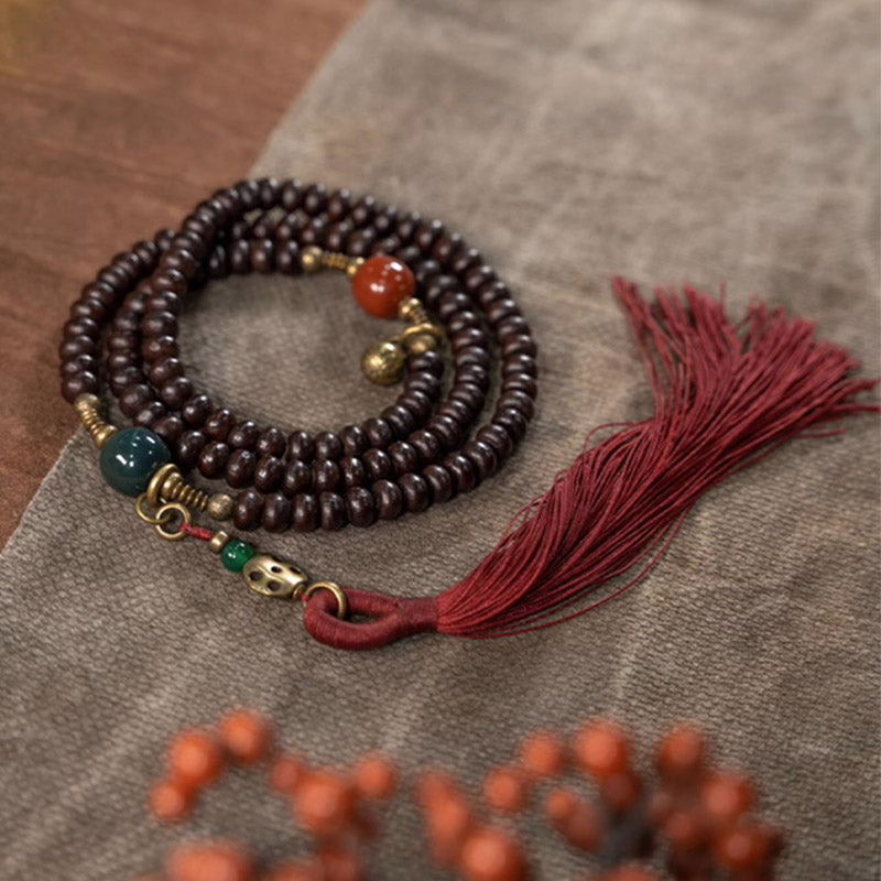 Buddha Stones, 108 Mala-Perlen, natürliches Tibet-Lila-Bodhi-Samen-Glücksbringer-Armband