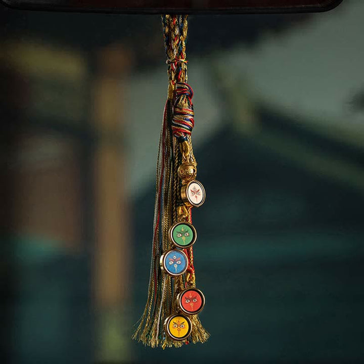 Tibet handgemachte fünf Gott des Reichtums Thangka Schutz Wand Auto hängende Dekoration