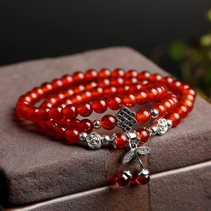 Natürliche rote Achat-Perlen-Segen-Armband-Halskette