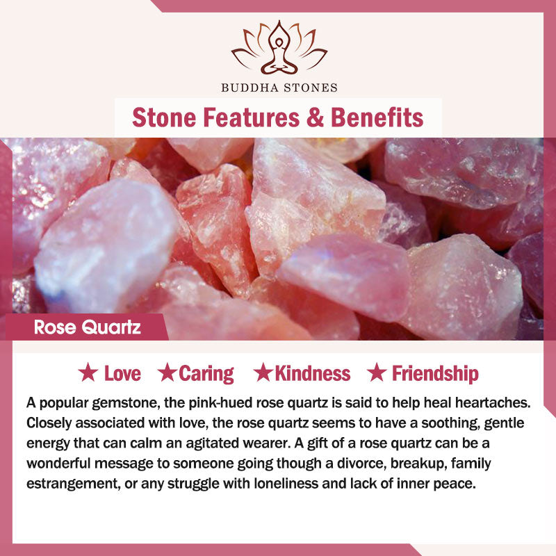 Buddha Stones natürliches Rosenquarz-Love-Caring-Armband