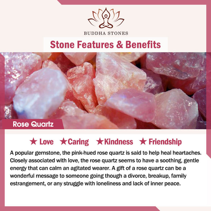 Buddha Stones natürliches Rosenquarz-Love-Caring-Armband