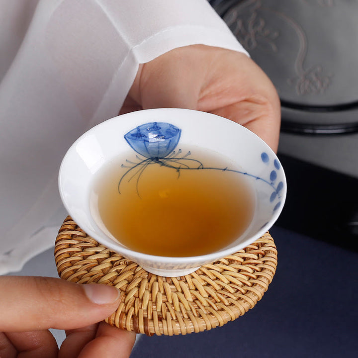 Buddha Stones Vintage Pflaume Orchidee Bambus Chrysantheme Lotus Koi Fisch Keramik Teetasse Kung Fu Teetassen