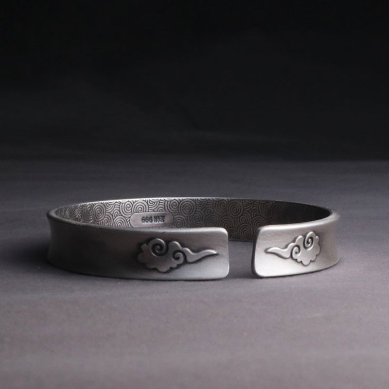 Armband mit Buddha Stonesn, 999er-Sterlingsilber, Yin-Yang-glücksverheißende Wolken, Gleichgewicht, Harmonie