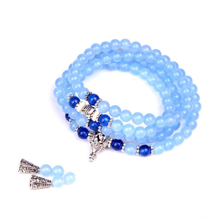 108 Perlen Blaues Kristall-Heilarmband Mala