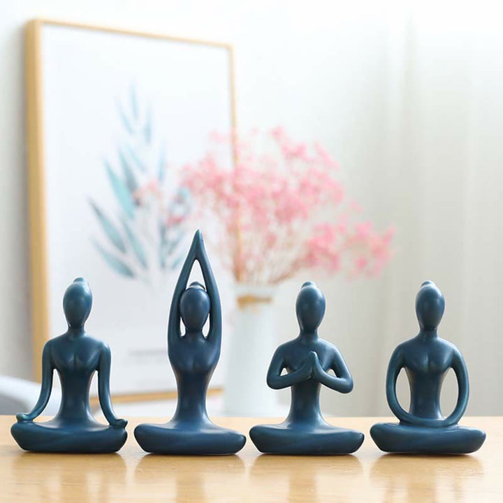 Abstrakte Yoga-Meditationsübung, Keramik, spirituelle Figur, Skulptur, Dekoration