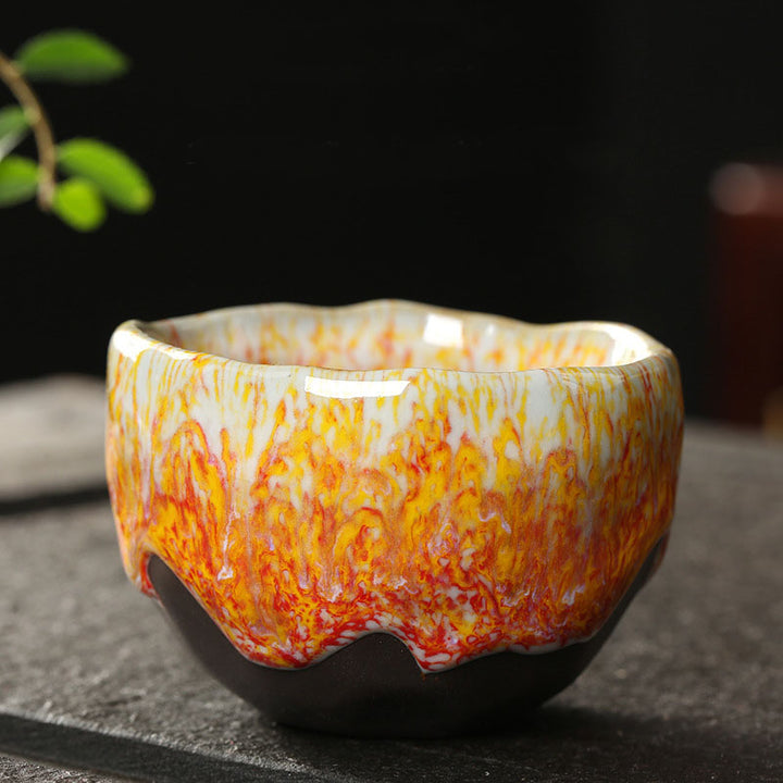 Buddha Stones, Orange, Rot, Grün, Gelb, Keramik-Teetasse, Kung-Fu-Teetasse