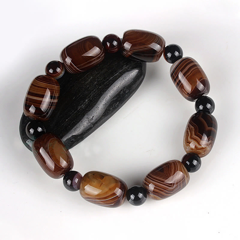 Buddha Stones Natürliches Sardonyx Courage Happiness Armband