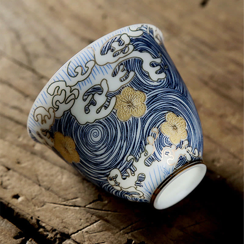 Buddha Stones Vintage Ozean Meereswellen Keramik Teetasse Teetassen