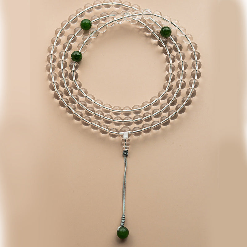 108 Perlen Weiß Kristall-Jade-Meditationsarmband Mala