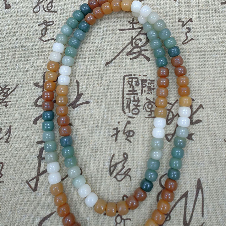 Buddha Stones, 108 Mala-Perlen, Farbverlauf, Bodhi-Samen, grünes Tara-Buddha-Armband mit Gravur „Peace Harmony“.