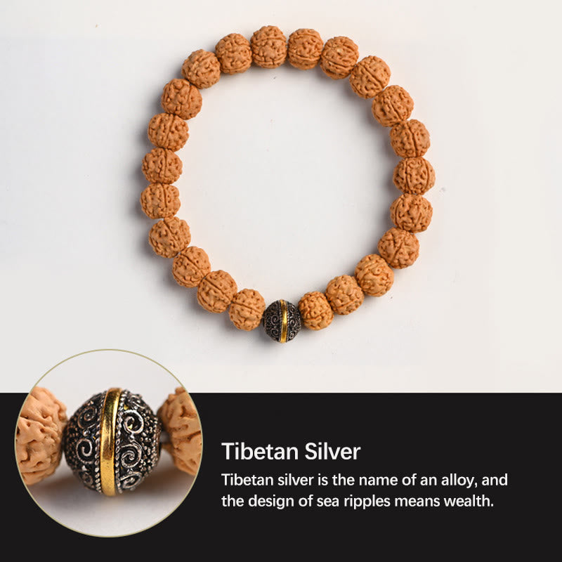 Armband mit Buddha Stonesn, Tibet, Rudraksha, Bodhi, Samen, Reichtum, Glücksverheißung