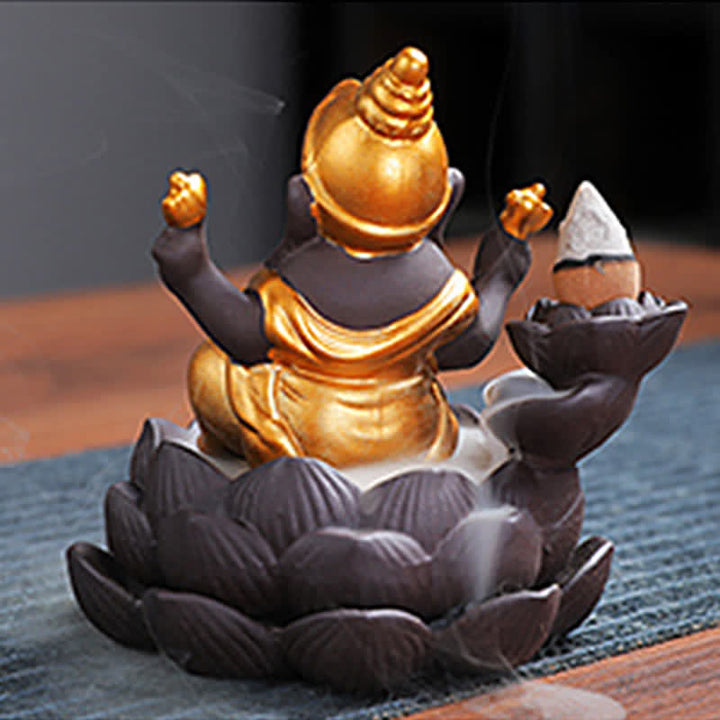 Ganesh Elephant Purple Clay Backflow Smoke Fountain Protection Weihrauchbrenner