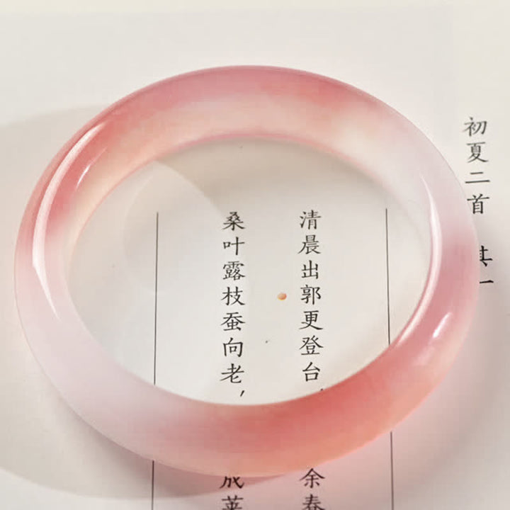 Buddha Stones Pink Golden Silk Jade Reichtum Armband Armreif
