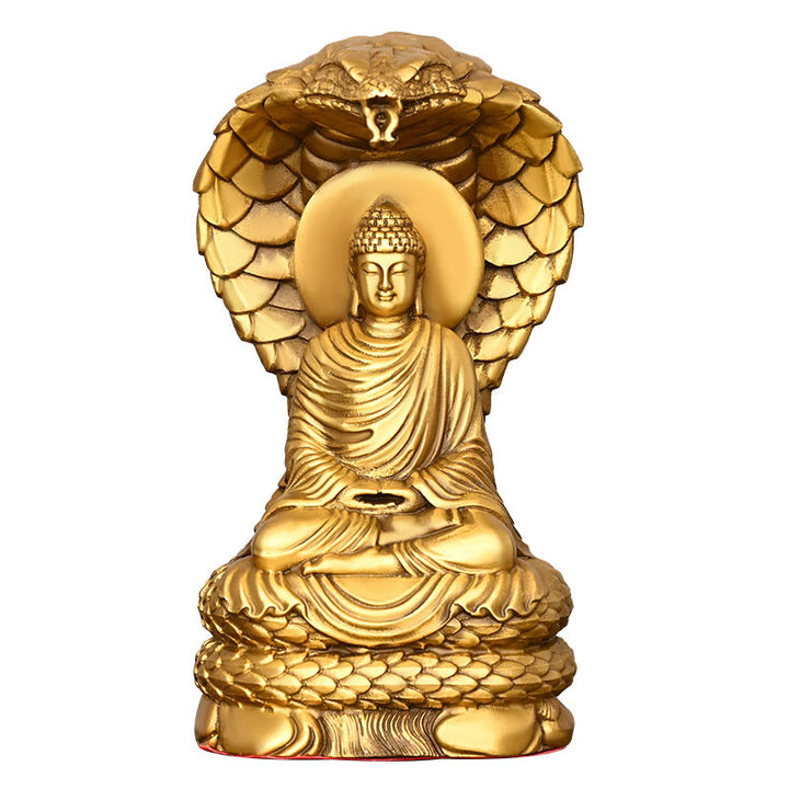 Buddha Stones Buddha Shakyamuni Schlangenfigur Serenity Kupferstatue Heimdekoration