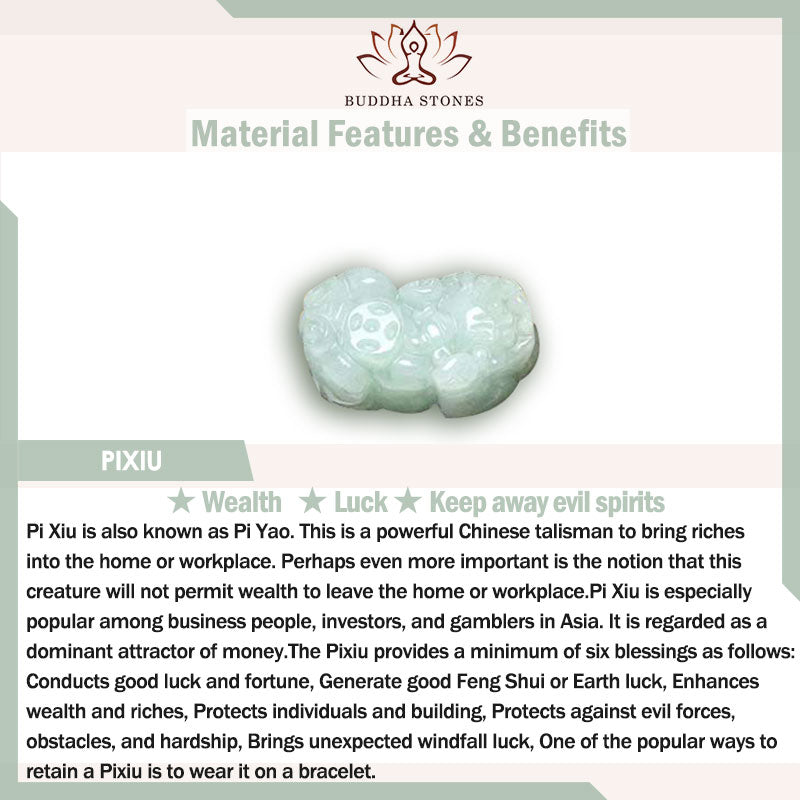 Buddha Stones Natürliches Jade PiXiu Glücksarmband