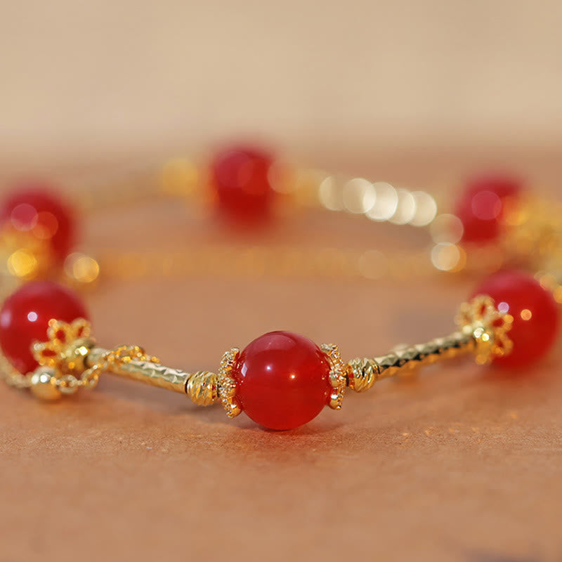 Buddha Stones, roter Achat, Fu-Charm, Selbstakzeptanz-Armband