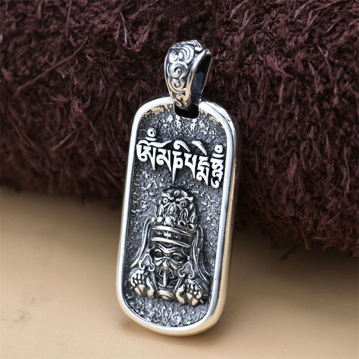 Buddha Stones 925 Sterling Silber Zakiram Göttin des Reichtums Om Mani Padme Hum Peace Halskette Anhänger