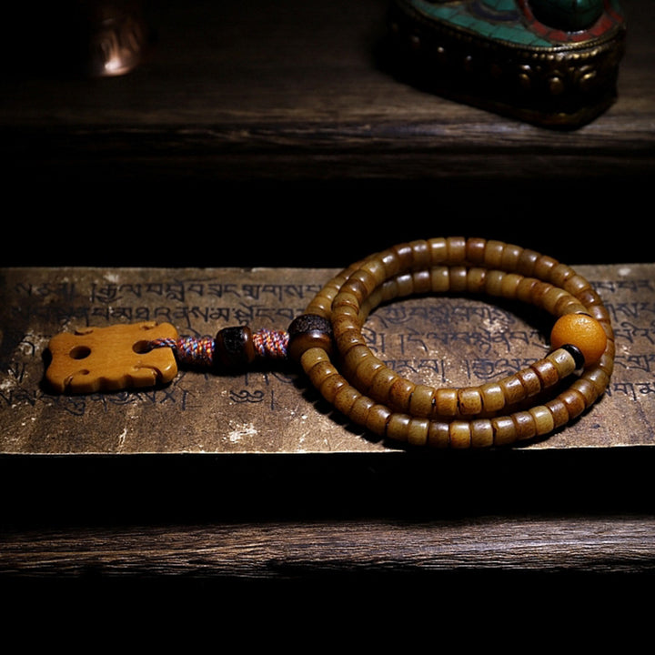 Tibet 108 Mala Perlen Yak Knochen Bernstein Balance Armband