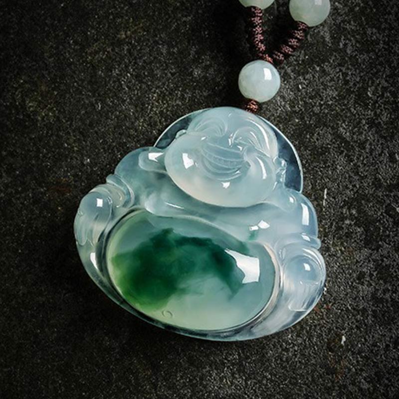 Buddha Cyan Jade Glück Halskette Anhänger