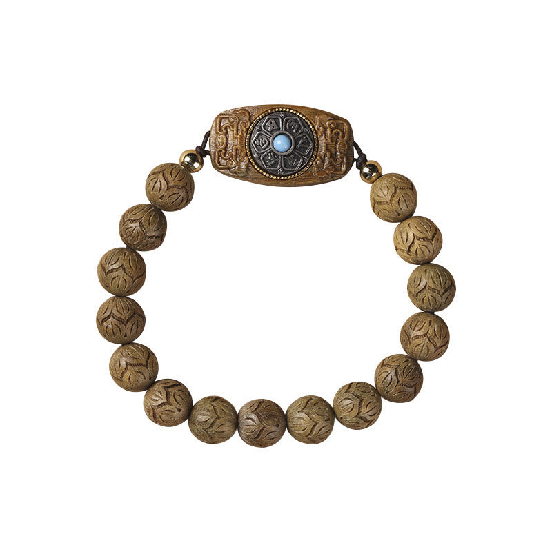 Buddha Stones, grünes Sandelholz, Ebenholz, Sandelholz, Om Mani Padme Hum, beruhigendes Armband