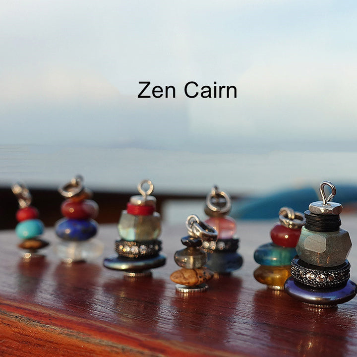 Buddha Stones Zen Cairn Labradorit Verschiedene Kristalle Calm Anhänger Halskette