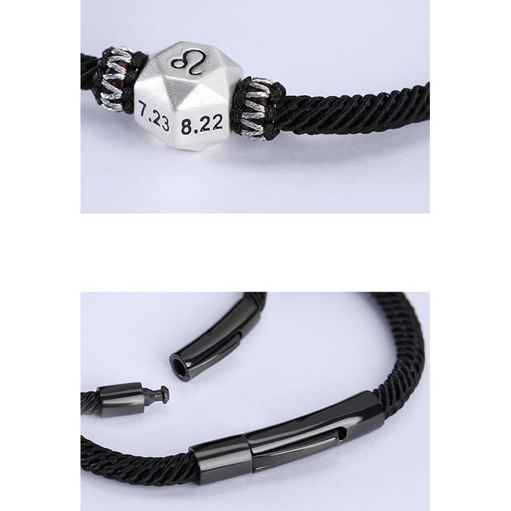 Buddha Stones 999 Sterling Silber 12 Sternbilder des Tierkreises Schutz Handgefertigtes Schnurarmband