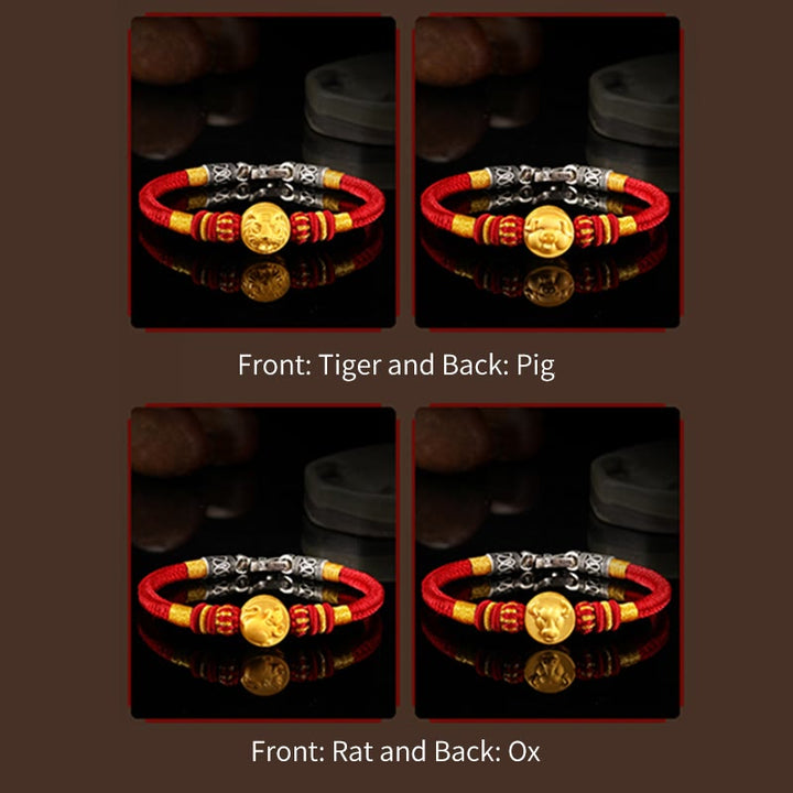 Handgefertigtes Armband aus 999 Gold mit Buddha Stonesn, chinesischem Sternzeichen, Glücksbringer, Om Mani Padme Hum, Glück