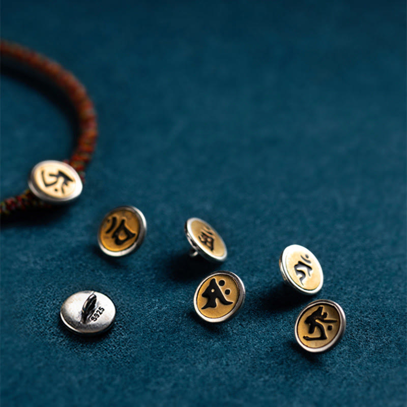 Buddha Stones, handgefertigt, 925er-Sterlingsilber, chinesisches Sternzeichen, Natal-Buddha-Schutz, buntes Seil-Armband