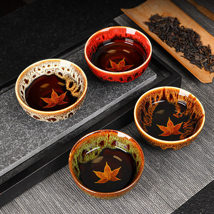 Buddha Stones Maple Leaf Bunte Keramik Teetasse Home Teetassen