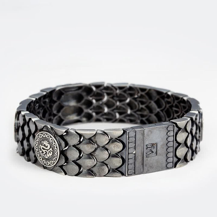 Buddha Stones 925 Sterling Silber Drachenschuppen Glück Erfolg Armband Armreif