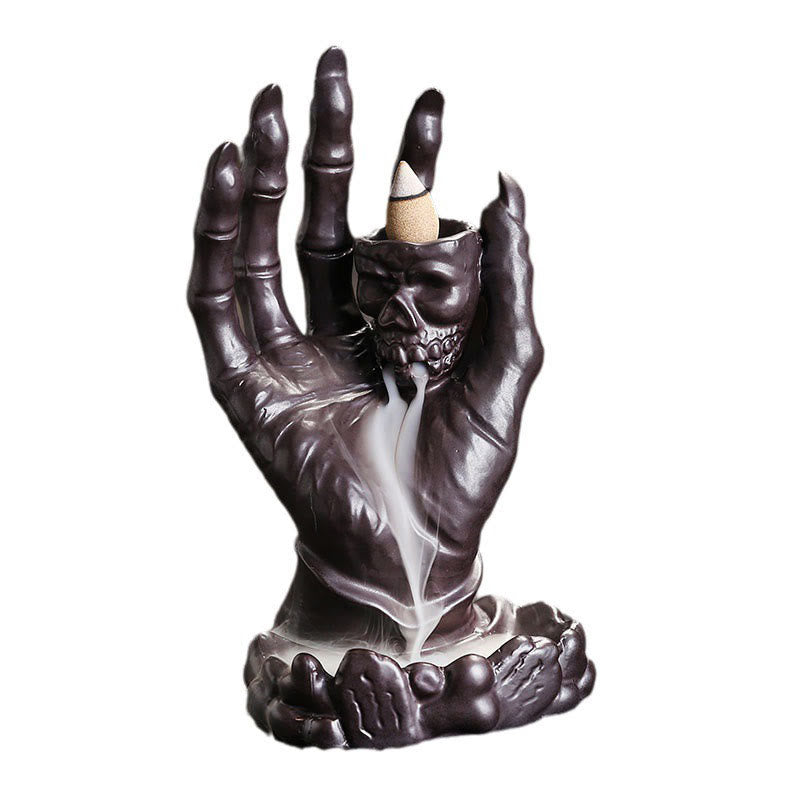 Buddha Stones Halloween Geist Hand Schädel Kopf Keramik Frieden Heilung Räuchergefäß Dekoration