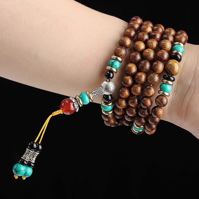 Buddha Stones 108 Perlen Rosenholz Tigerauge Mala Heilarmband