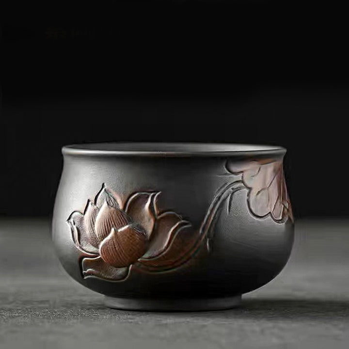 Buddha Stones, Lotusblatt, Blumenlandschaft, Drache, Bambus, Keramik-Teetasse, Kung-Fu-Teetasse, Schüssel