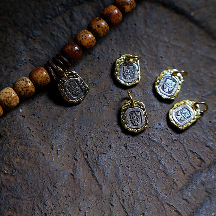 Buddha Stones Tibetisches Bodhi-Samen-Bernstein-Dzi-Perlen-Achat-Zakiram-Göttin des Reichtums-Perlen-Dreifach-Wickelarmband