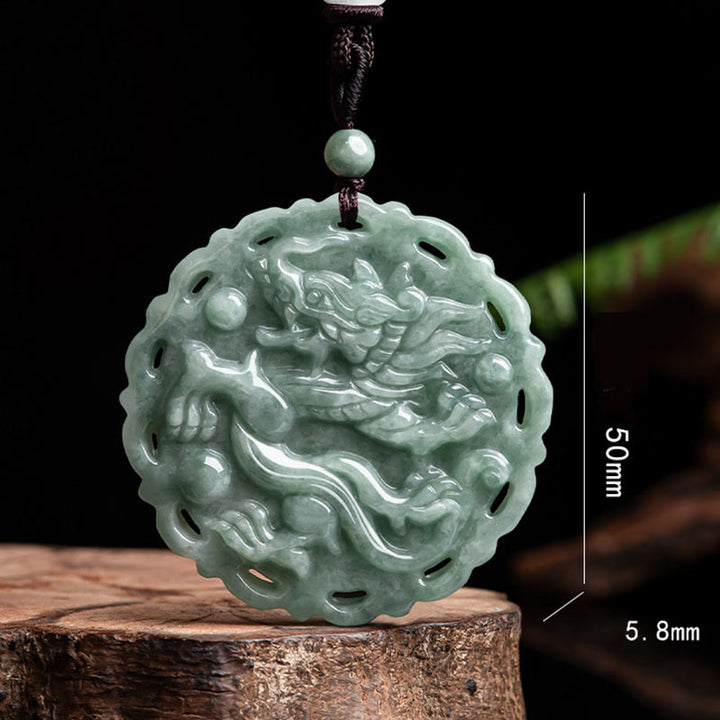 Buddha Stones, chinesisches Sternzeichen, Drache, Phönix, rund, Jade, Glückskette, Anhänger