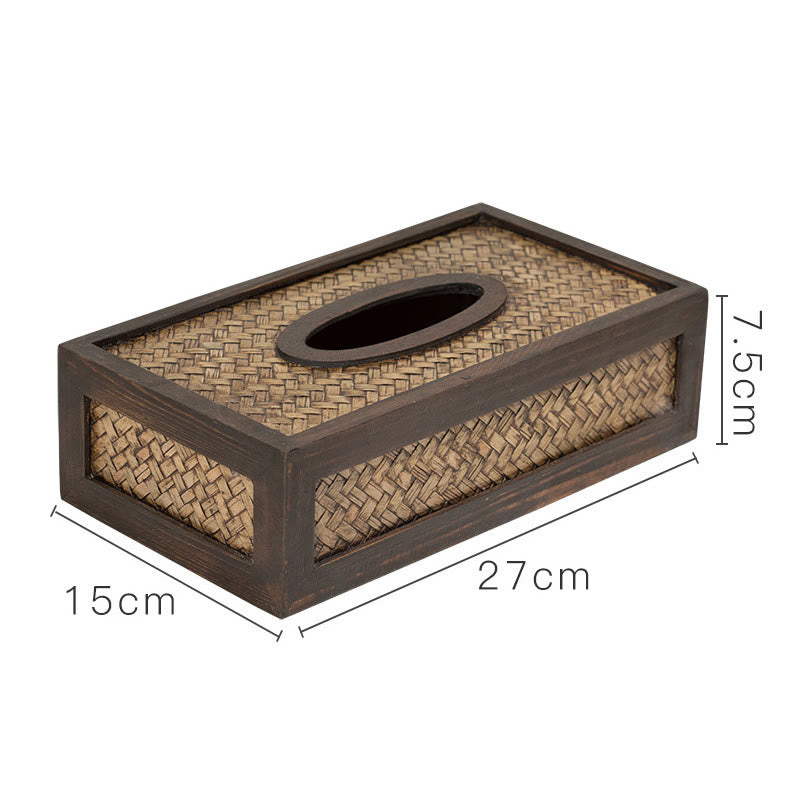 Handgefertigte, aus Bambus gewebte Holz-Taschentuchbox, Holz-Taschentuchhalter, Tücherboxen, Dekoration