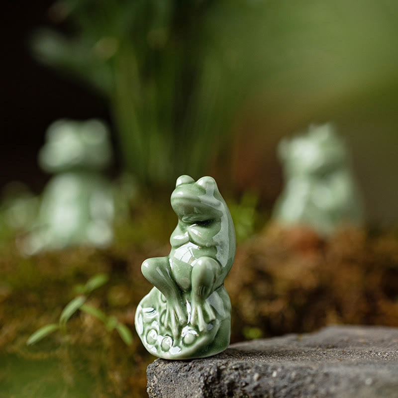Buddha Stones, Mini, klein, Meditation, Lotus, ruhender Frosch, Keramik, Reichtum, Glück, Zuhause, Tee, Haustier, Figur, Dekoration