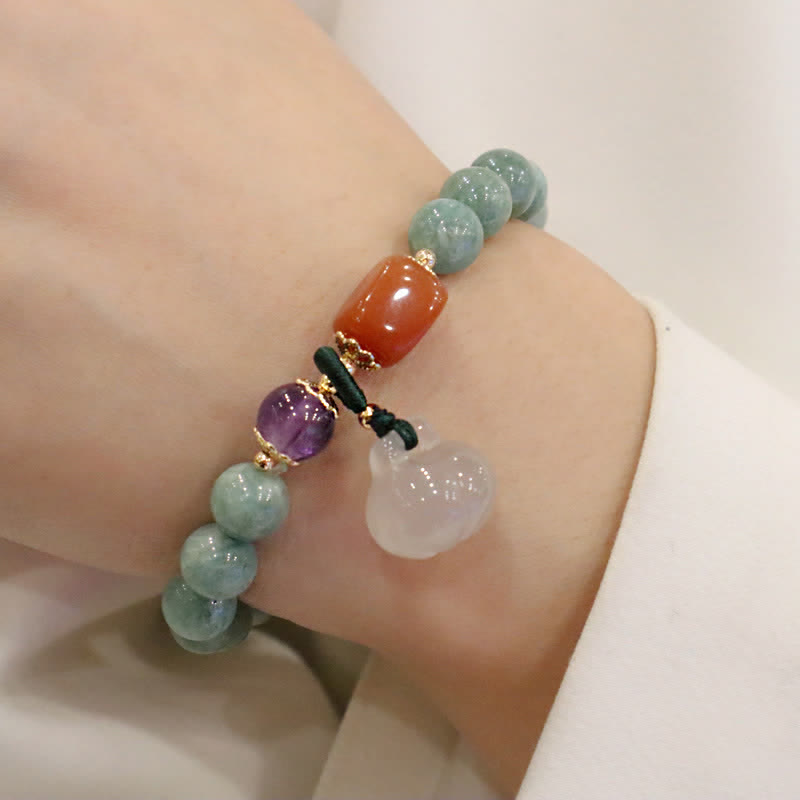 Cyan Jade Lotus Kürbis Wunsch Frieden Schnalle Amethyst Kristall Heilung Armband