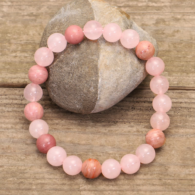 108 Mala-Perlen, rosa Kristall-Liebesquasten-Armband