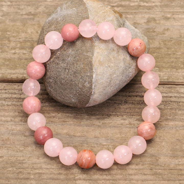 108 Mala-Perlen, rosa Kristall-Liebesquasten-Armband