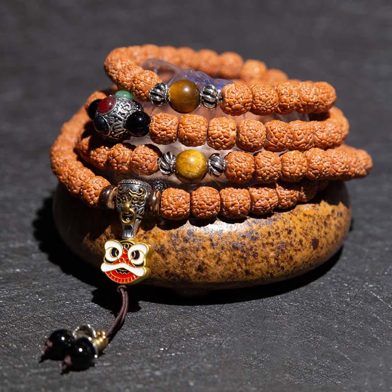 Tibet 108 Mala Perlen Rudraksha Bodhi Samen Chinesisches Sternzeichen Natal Buddha Reichtum Charm Armband