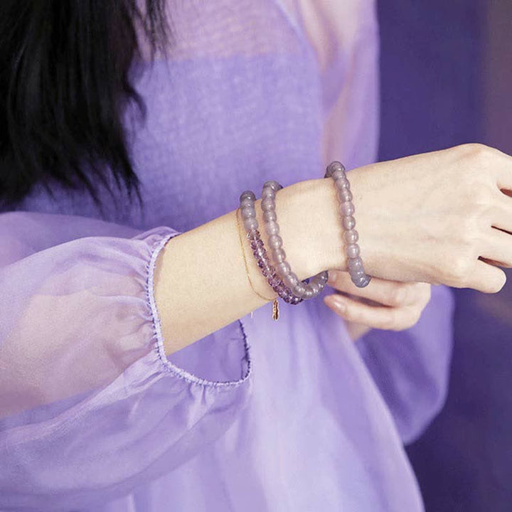 Natürliches Amethyst-Kristall-Meditations-Heilarmband