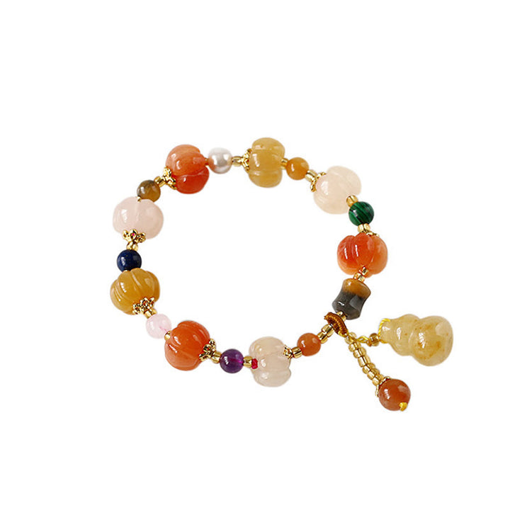 Natürliche goldene Seide Jade Kristalle Kürbis Pixiu Kürbis Perlen Reichtum Charm Armband