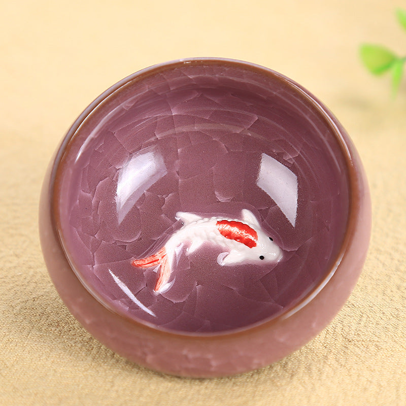 Buddha Stones Niedliche Koi-Fisch-Teetasse aus Keramik, Kung-Fu-Teetasse, Schüssel, 45 ml